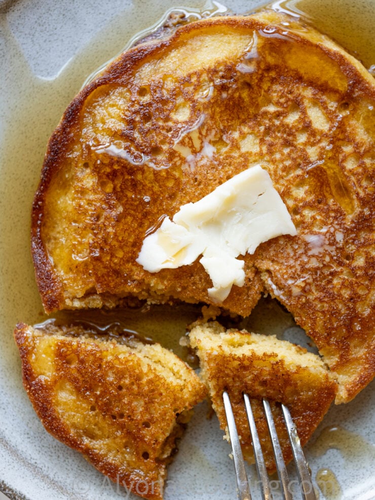 image of buttery golden Kamut pancakes