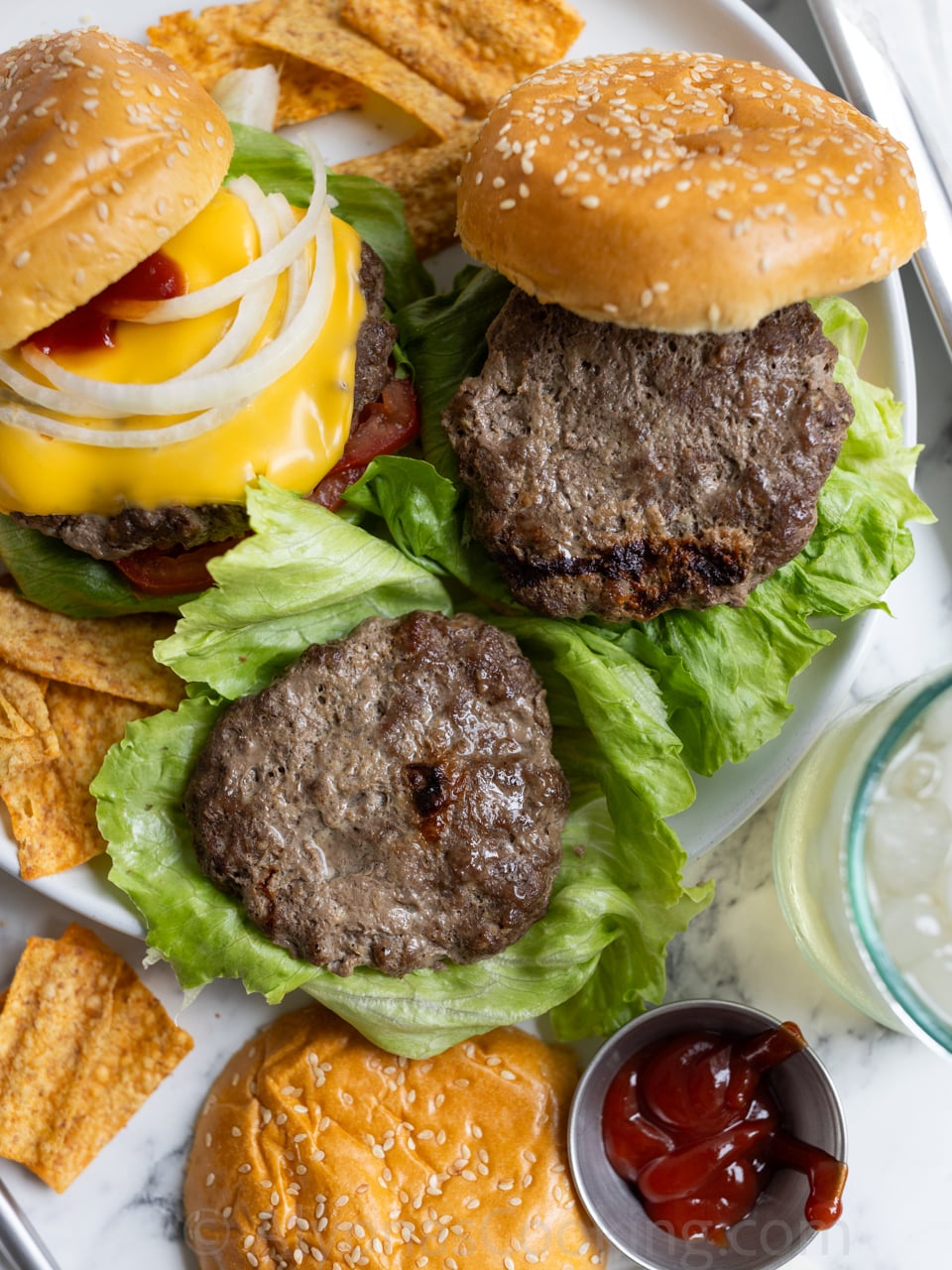image of burgers that were cooked in the oven