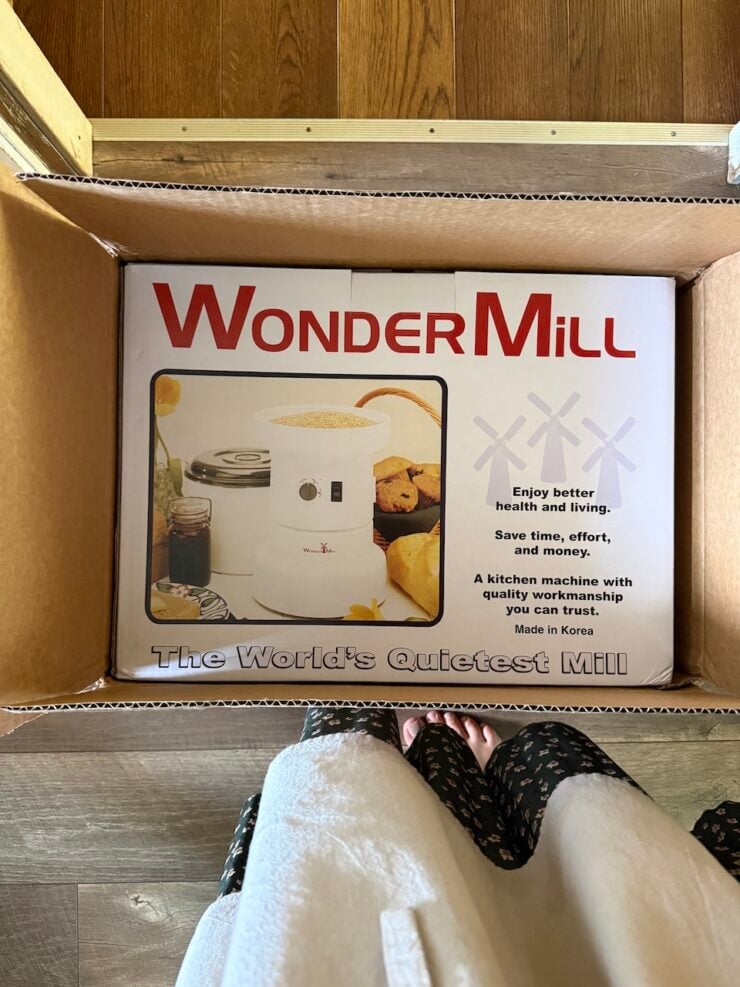 image of a brand new Wondermill electric grain mill giveaway