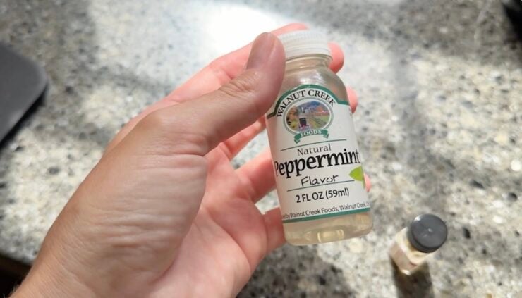 image of the peppermint mint flavoring I used vs small essential oil