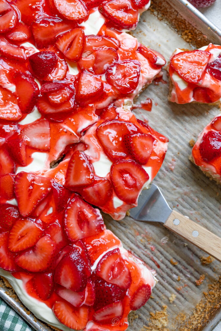 image of a strawberry glazed sheet cake