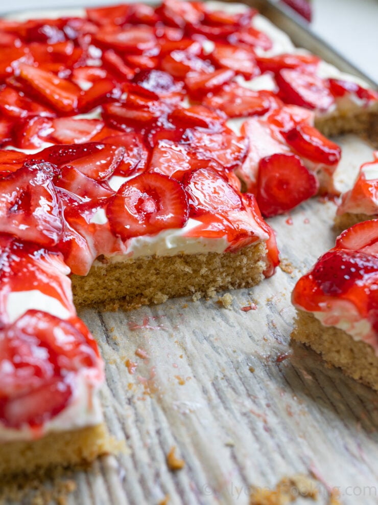 image of a strawberry glazed sheet cake