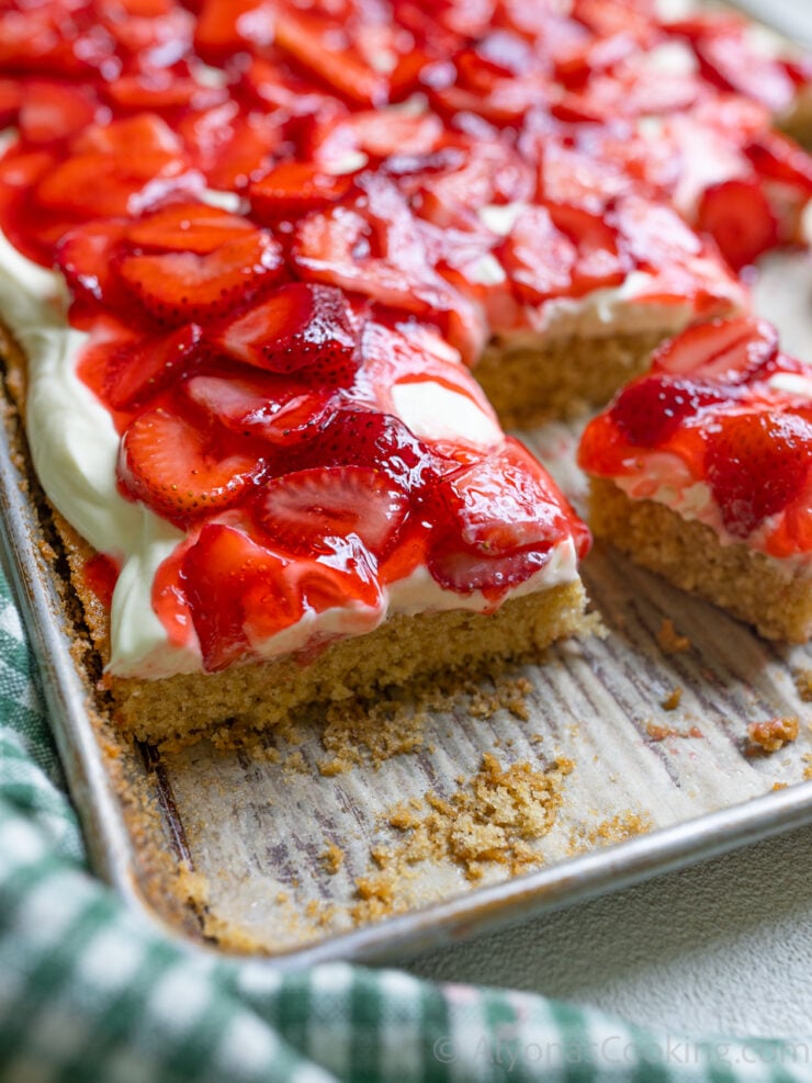 image of a strawberry sheet cake dessert