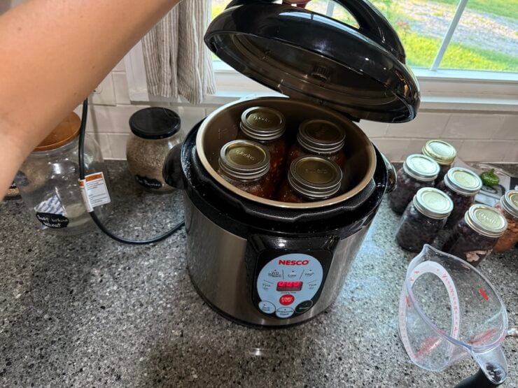 pressure canning homemade baked beans in an electric canner